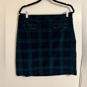NWT Talbots black watch plaid velveteen skirt. Size 12.